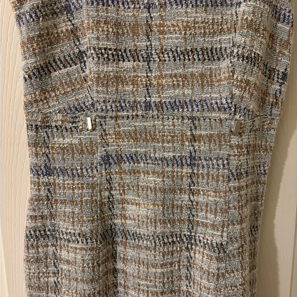 Kate & Lily Tweed Midi Dress in Cream, Gold and Blue Size 4 - Picture 4 of 9